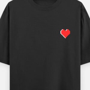 hearts embroidery oversized black t shirt